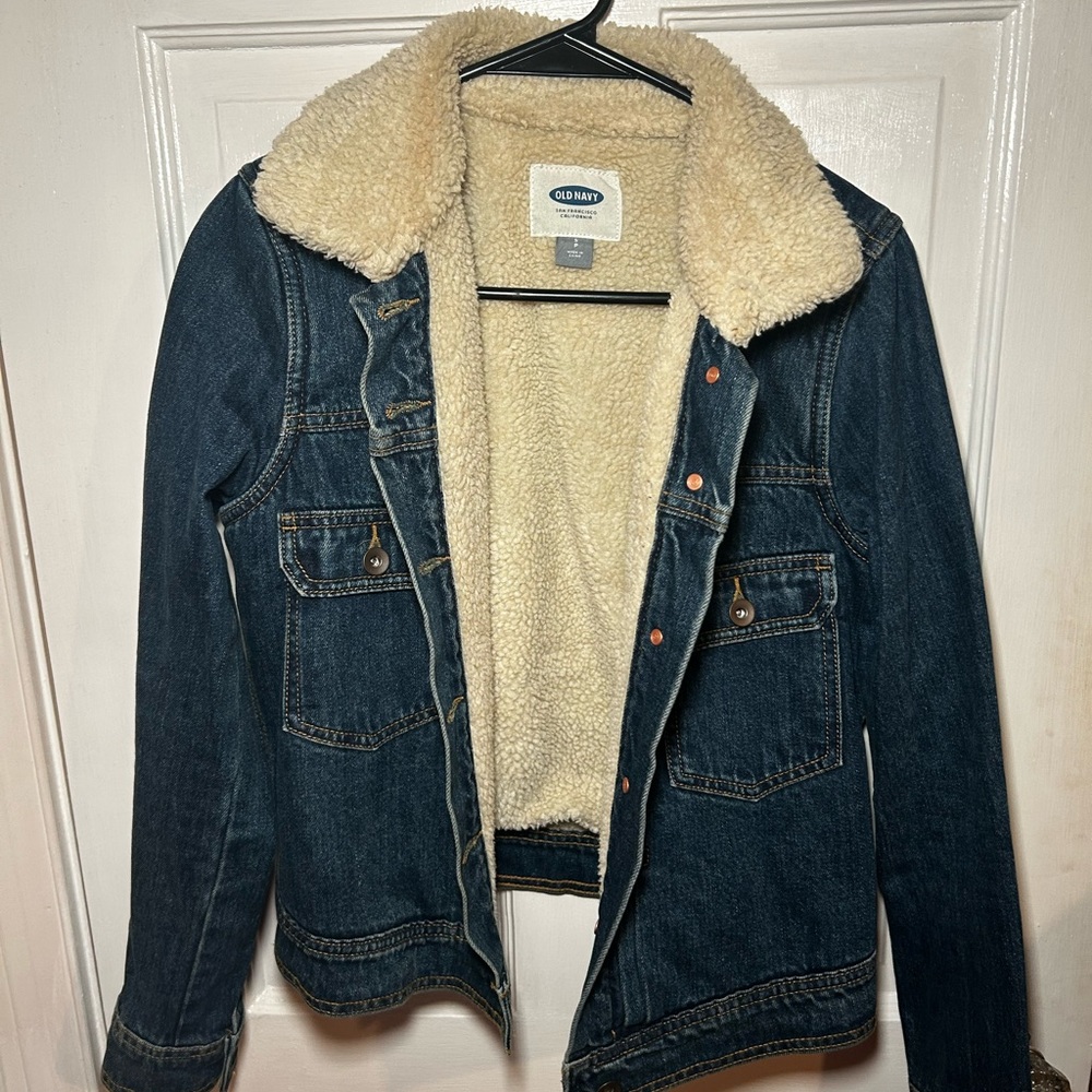Old Navy Blue Denim Jacket with Sherpa Lining